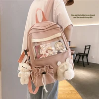 2021 pink female backpack 3d cartoon bunny anime school bag kawaii teenage college girls solid drawstring bookbag korea backpack