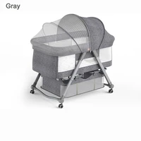 2 in 1 mobile baby cribs gray baby cot cradle baby bassinet game beds with mosquito net mattress for newborn toddler 0 36m