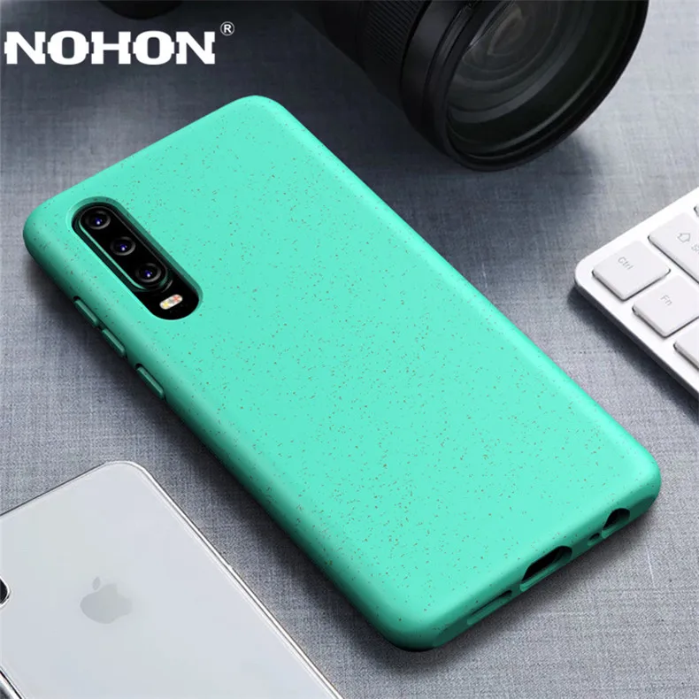 

NOHON Recycle Wheat Straw Phone Case for Huawei P30 P30 Pro Shockproof All-inclusive Protection Mobile Phone Cover Soft Silicone