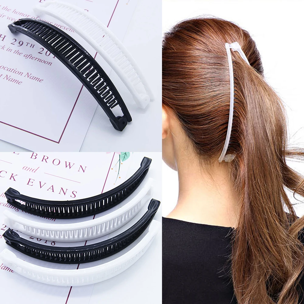 Заколка для волос женская в форме банана простая Заколка-зажим хвоста черный и