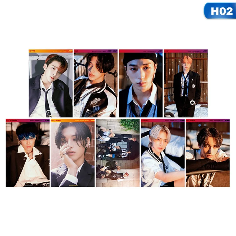 

9Pcs/Set KPOP ATEEZ Card Stickers New Album Photocard Crystal Photo Lomo Card Bus Stickers For Students Stationery