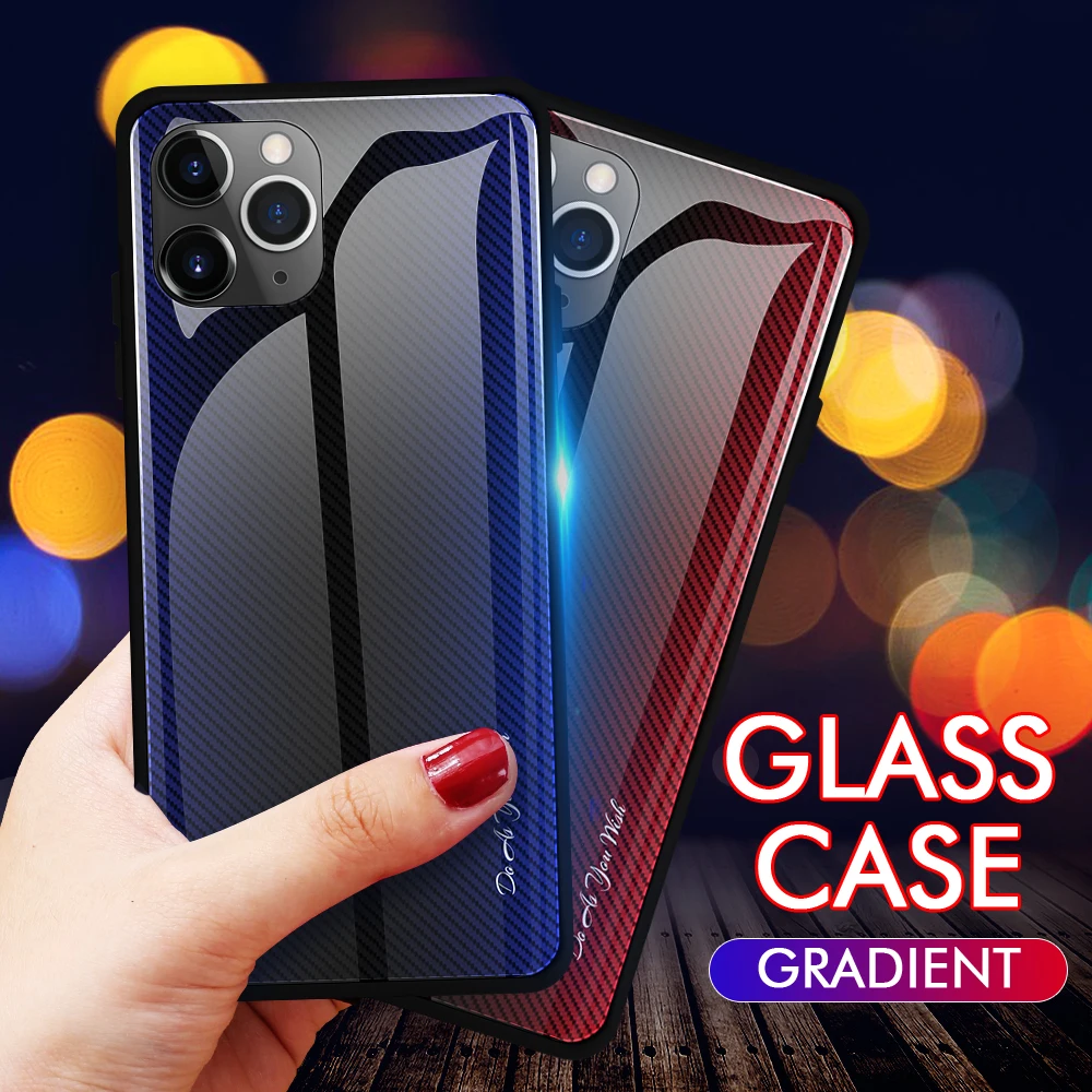 Градиентные чехлы из закаленного стекла для iPhone 11 Pro Max текстура стеклянный чехол