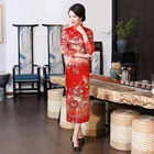 Женские имитация шелка с цветочным принтом длинное Ципао 34 рукав Qipao свадебное вечернее Коктейльные Вечерние платья в китайском
