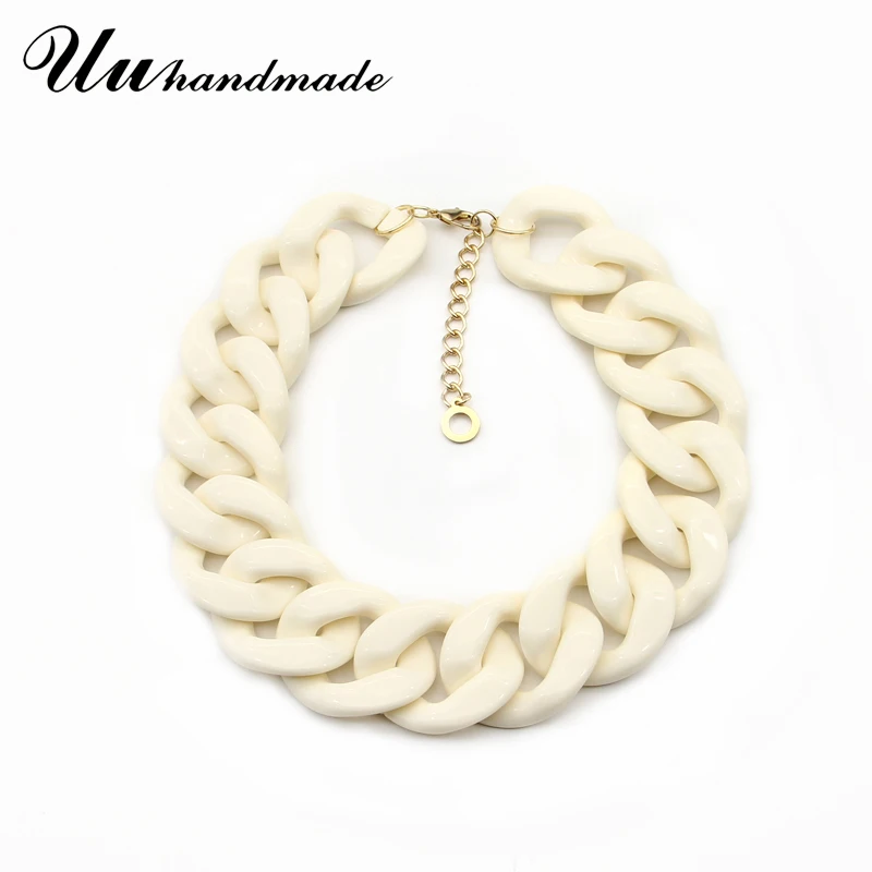 Африканская белая бежевая акриловая кубинская цепочка чокер ожерелье для женщин