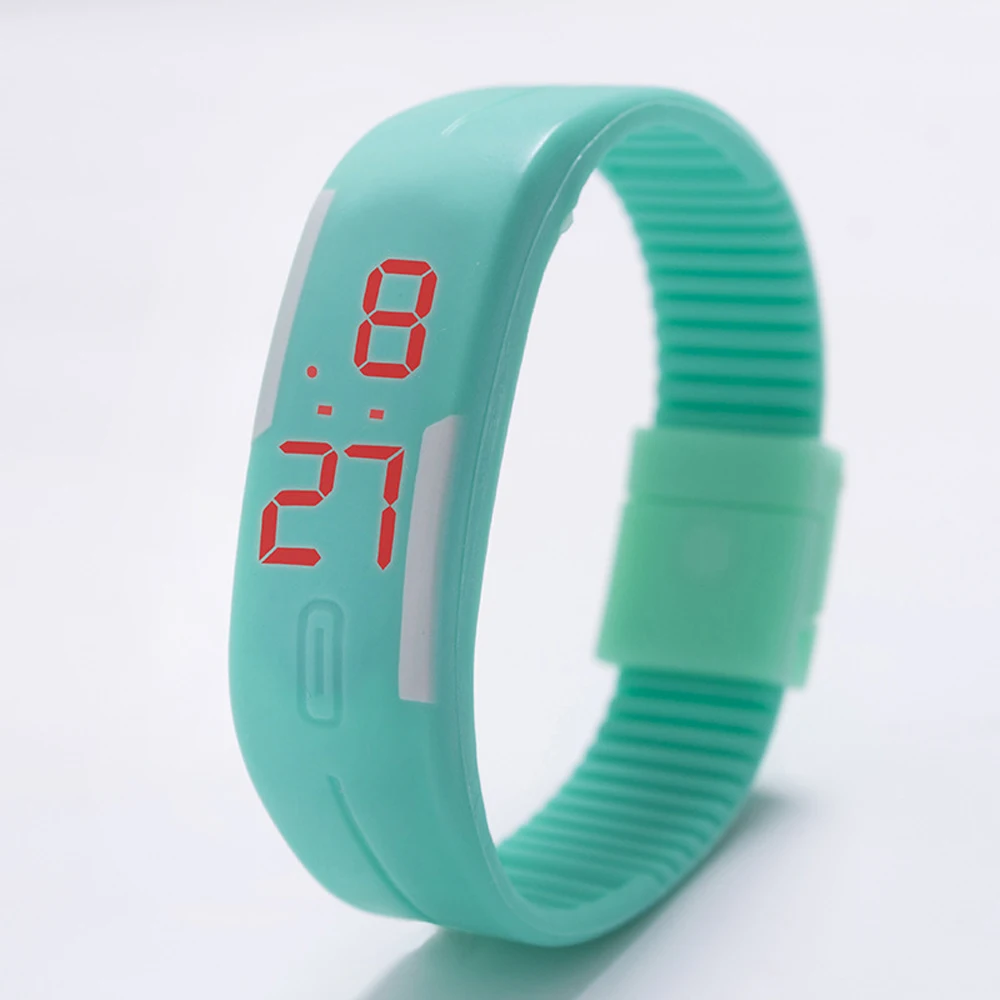 

Reloj deportivo Digital para hombre y mujer, pulsera de goma LED con fecha para ninos y estudiantes, Color caramelo, 2021