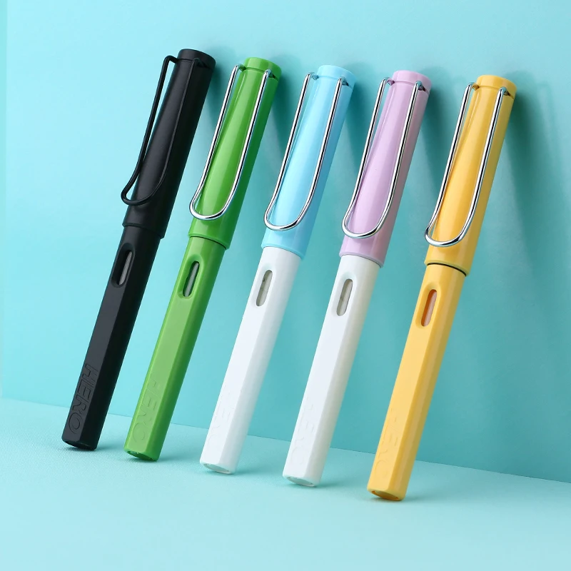 Герой 359 ручка перьевая мерцающая металлическая двухцветная пластиковая ручка с коррекцией осанки и стержнем EF/F с простым чехлом для школьных принадлежностей.