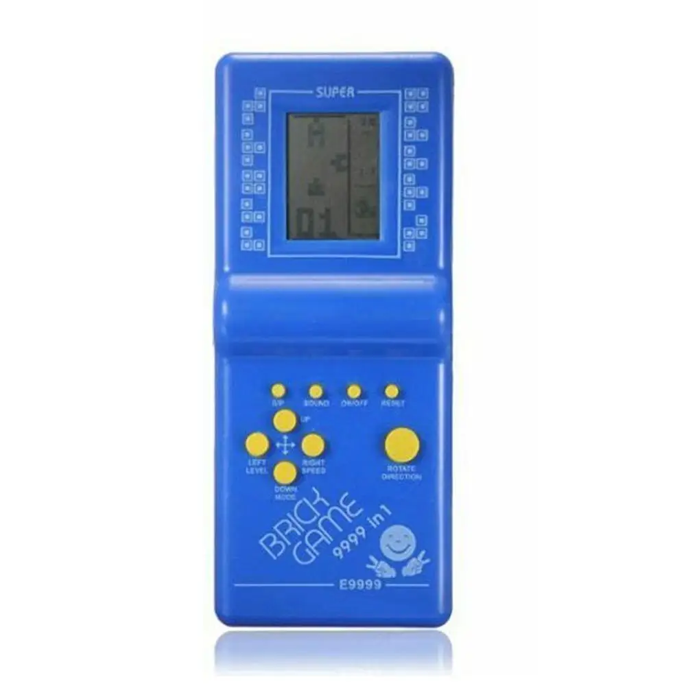 Blue Классическая портативная игровая машина тетрис кирпичная игра детская игровая машина игрушка с воспроизведением музыки без батареи - Цвет: Blue