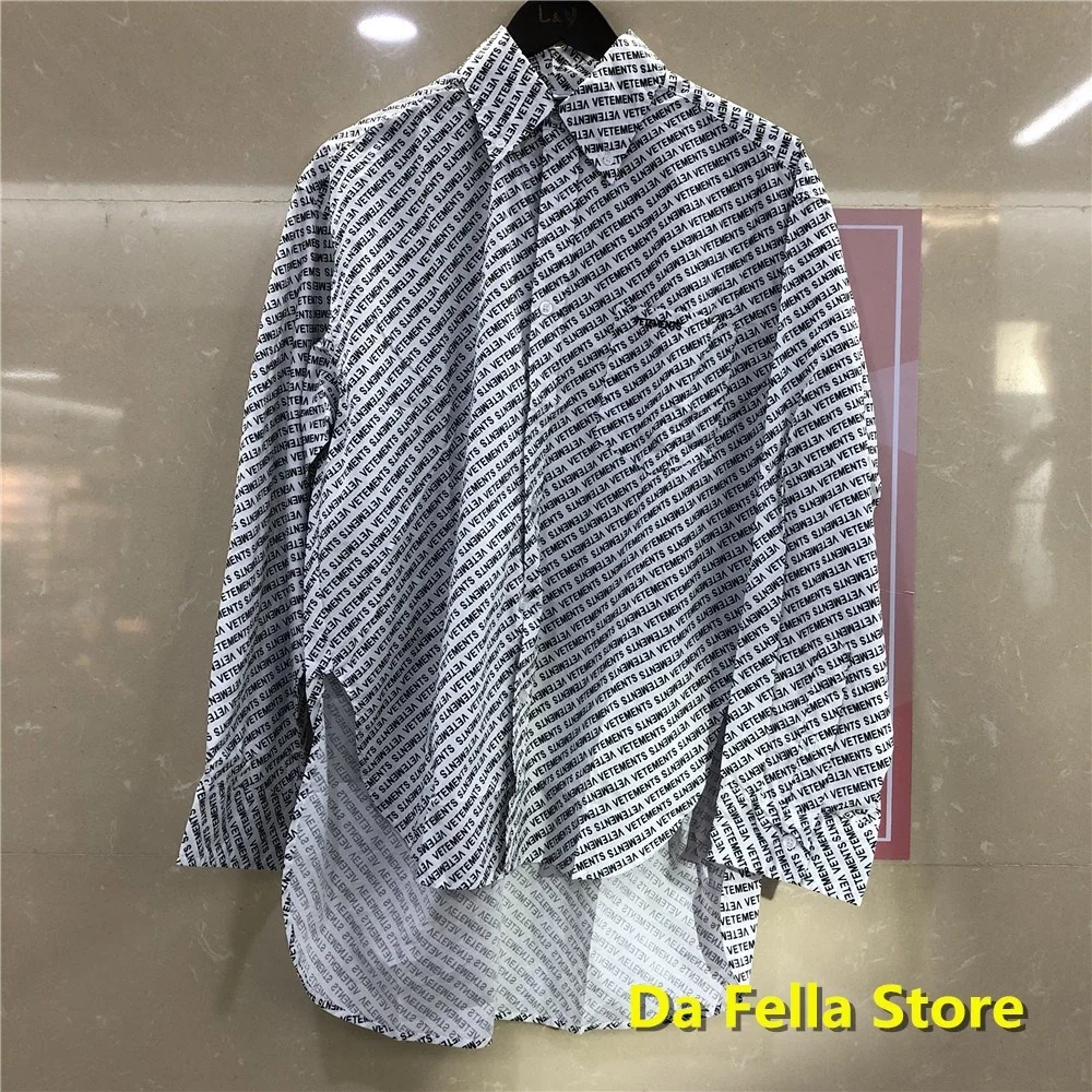

VETEMENTS Full print Shirts Men Women Allover Black Vetements Shirt High Quality 2020 VTM Blouse Oversize