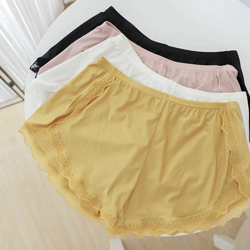 Новинка, атласные шорты, свободные штаны, летние кружевные дышащие открытые штаны из спандекса, нижнее белье для женщин, Короткие штаны для ...