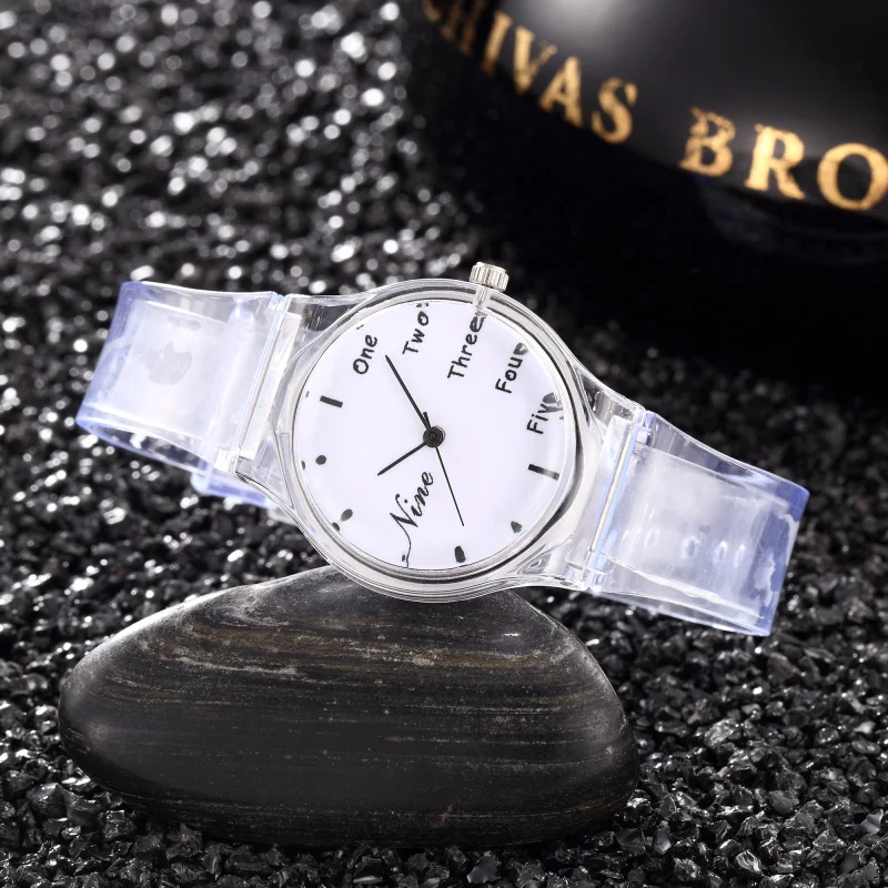 Детские часы креативные с силиконовым прозрачным ремешком аналоговые кварцевые