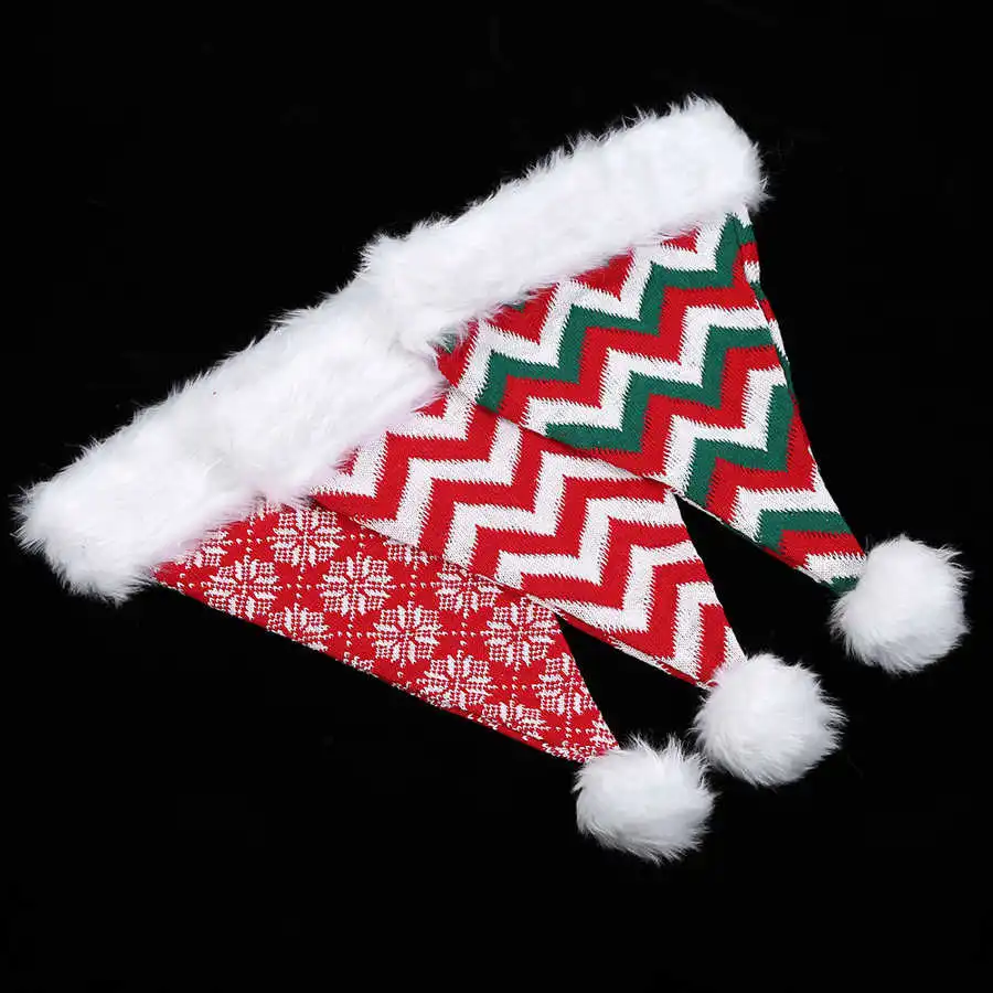 Рождественские шапки 3 шт./компл. Рождественская Вязаная Мягкая теплая зимняя