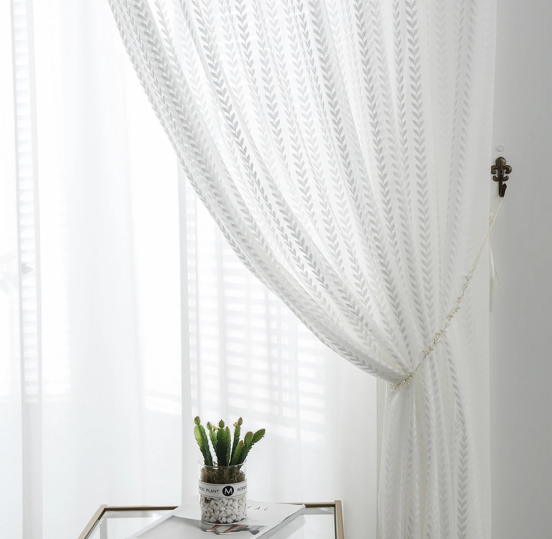 

Korean Curtains for Living Room Bedroom Curtain Transparent White Minimalist Snow Curtain Window Screen Ceiling Installation