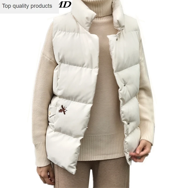 

2020 New Women Winter Jacket Warm Large Size Short Vest Cotton Down Coat Fashion Casual Trendy Solid Vests Parka Outerwear CW155