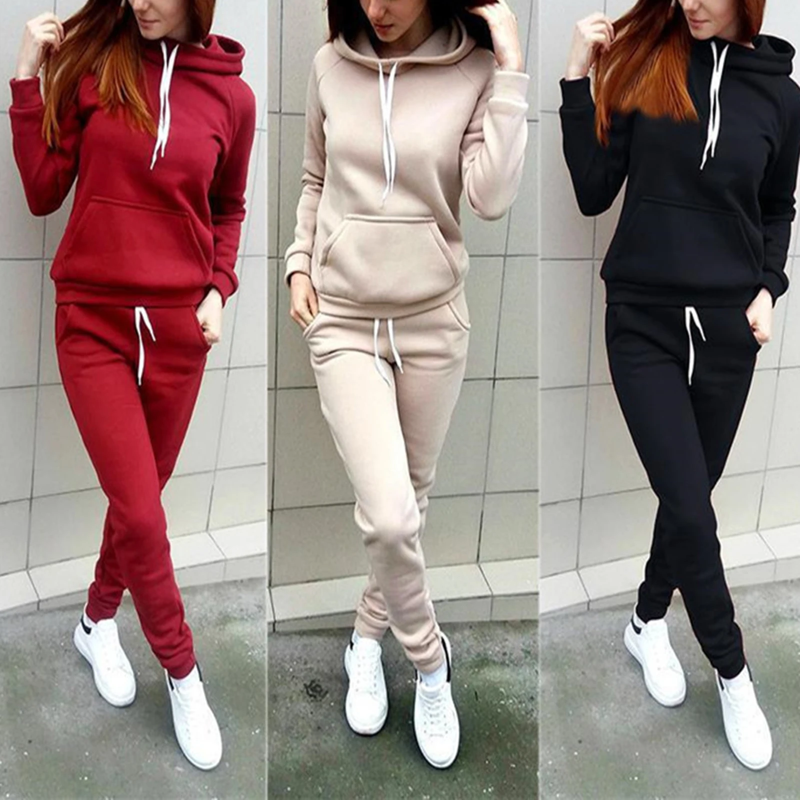 

Ladies Suit winter Leisure Daily pure CottonSsweatshirt Set Zipper Large size wear casual clothes sports suit jacket+trousers