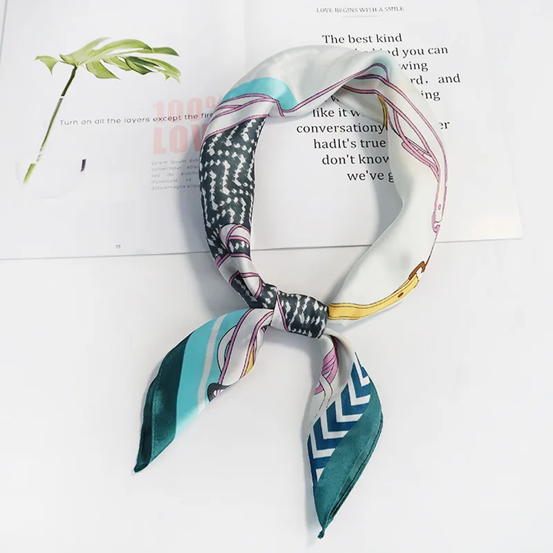 

2021 Summer Luxury Brand Silk Scarf Square Women Shawls And Wraps Fashion Office Small Hair Neck Hijabs Foulard Scarves 70*70cm