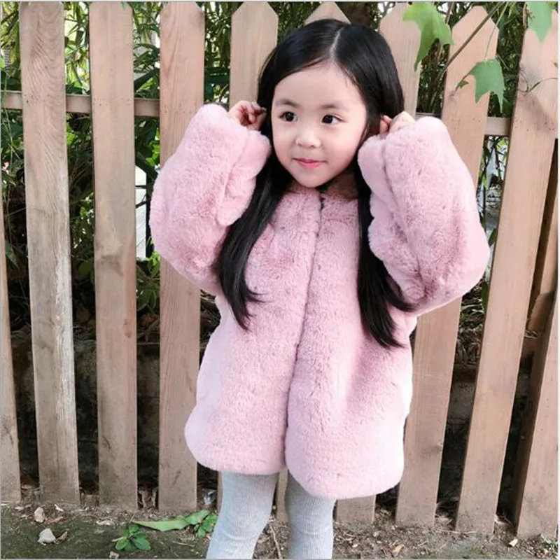Зимние детские пальто из искусственного меха корейский длинный детский толстый