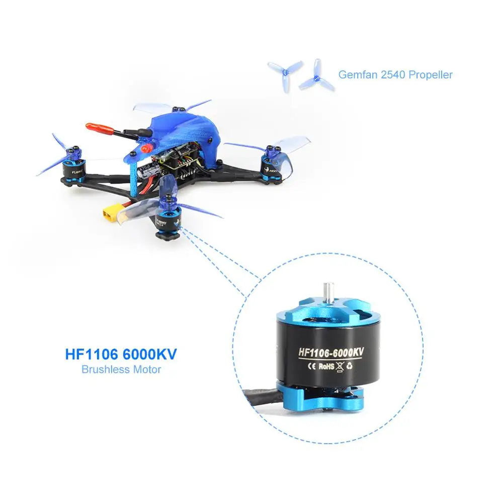 Гоночный Дрон HGLRC petrel120 Pro PNP 2 5 дюйма зубочистка FPV с бесщеточным Мотором 6000 кв FD13A 4