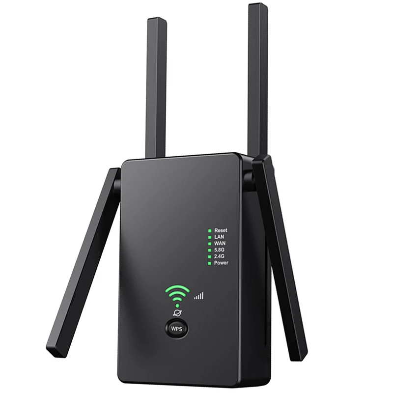 Dupla sem Fio Plugue da ue Amplificador de Sinal com 4pcs Wifi Repetidor Banda – 5g Wi-fi Extensor ap Roteador Antenas 1200mbps 2.4g