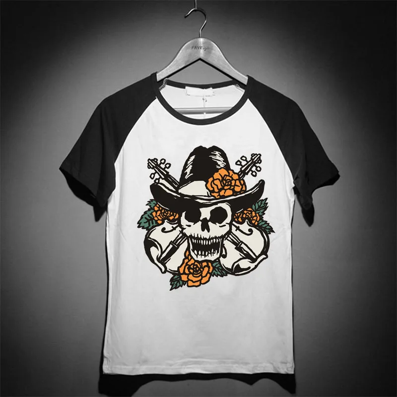 Череп и розы ручная Татуировка твердый рок для мужчин женщин футболка винтажный