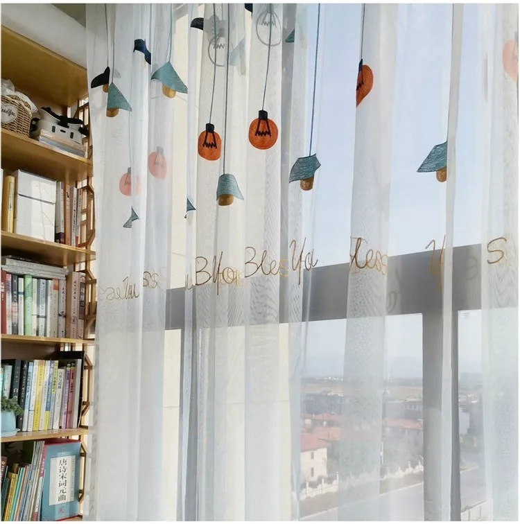 Занавеска на окна с вышивкой для детей газовая Штора гостиной спальни