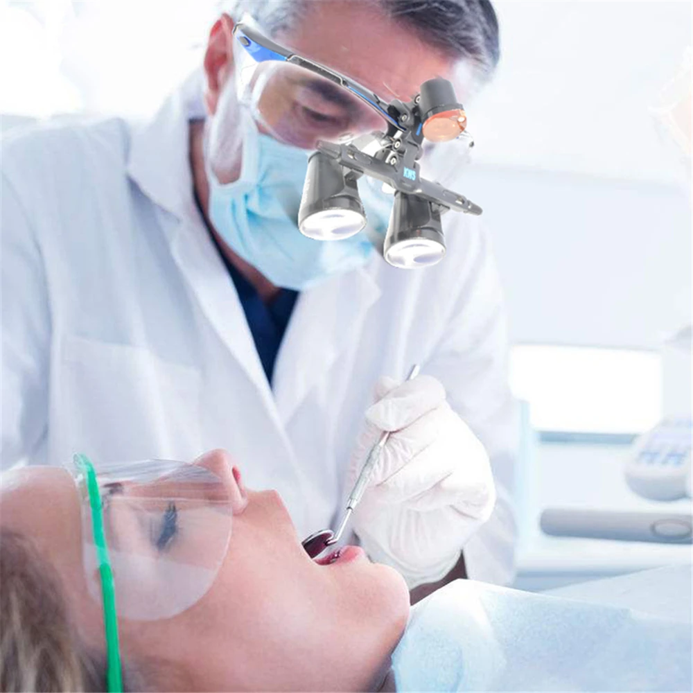 

2.5X Magnification Binocular Dental Loupe Surgery Surgical Magnifier Medical Operation Loupes With USB Clip Filter Light Lamp