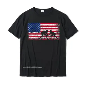 American Flag Wrestling T-Shirt Wrestling Gift T-Shirt Design Tops Shirts Cotton Men's T Shirts Design Popular