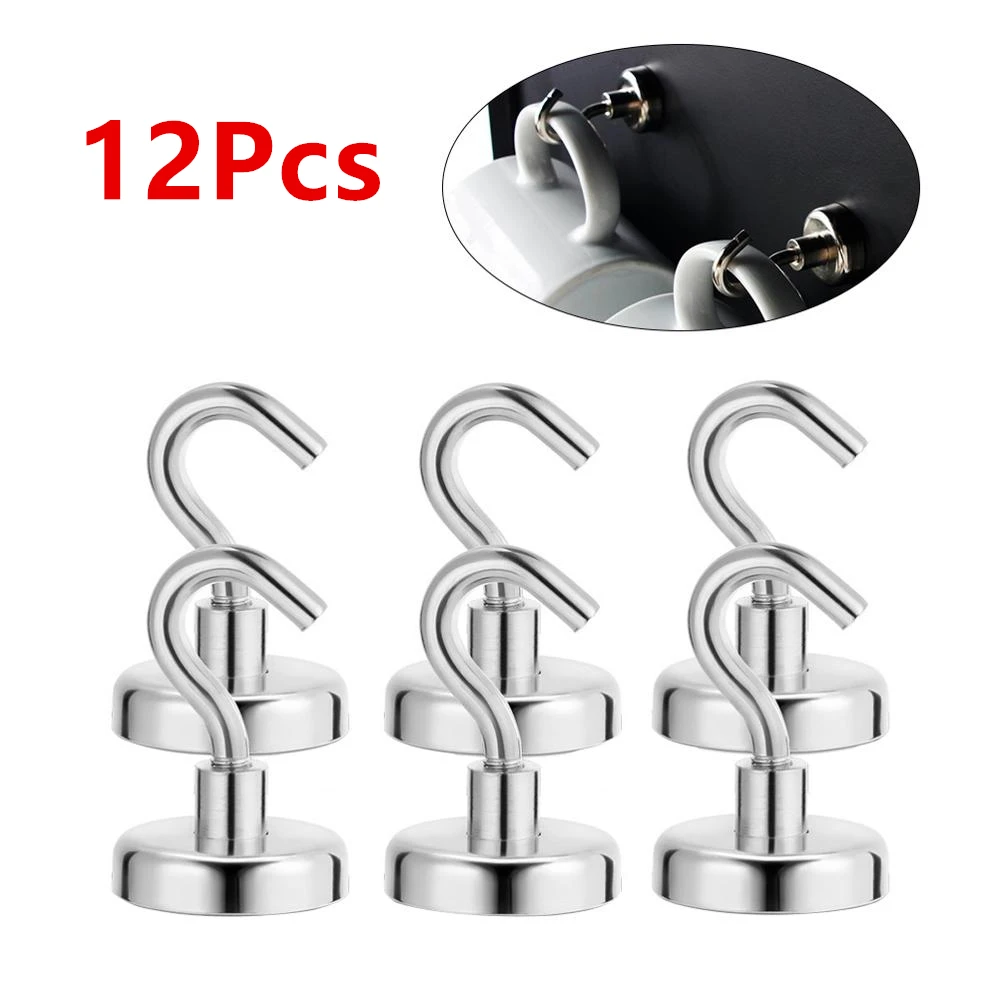 Прочные магнитные крючки 12 шт./лот сверхпрочная настенная вешалка с крючком для