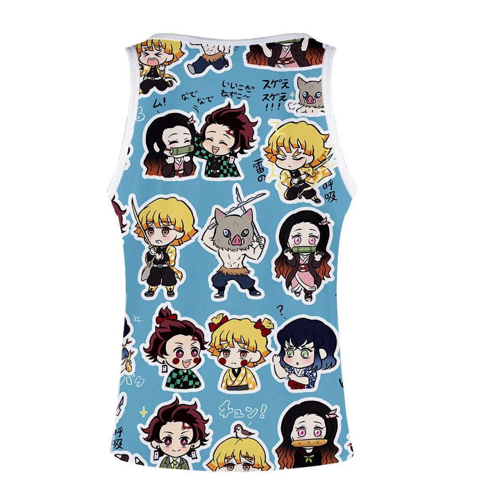 

Demon Slayer Vest Sleeveless Shirt Kamado Tanjirou Kamado Nezuko Agatsuma Zenitsu Print T-Shirt Summer Fashion Sport Vest