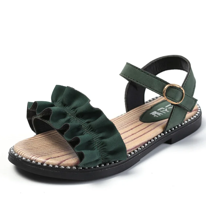 Toddler Kids Sandals Baby Girls Pearls Crystal Ruffles Princess Shoes Slippers Comfortable Casual Summer | Детская одежда и обувь