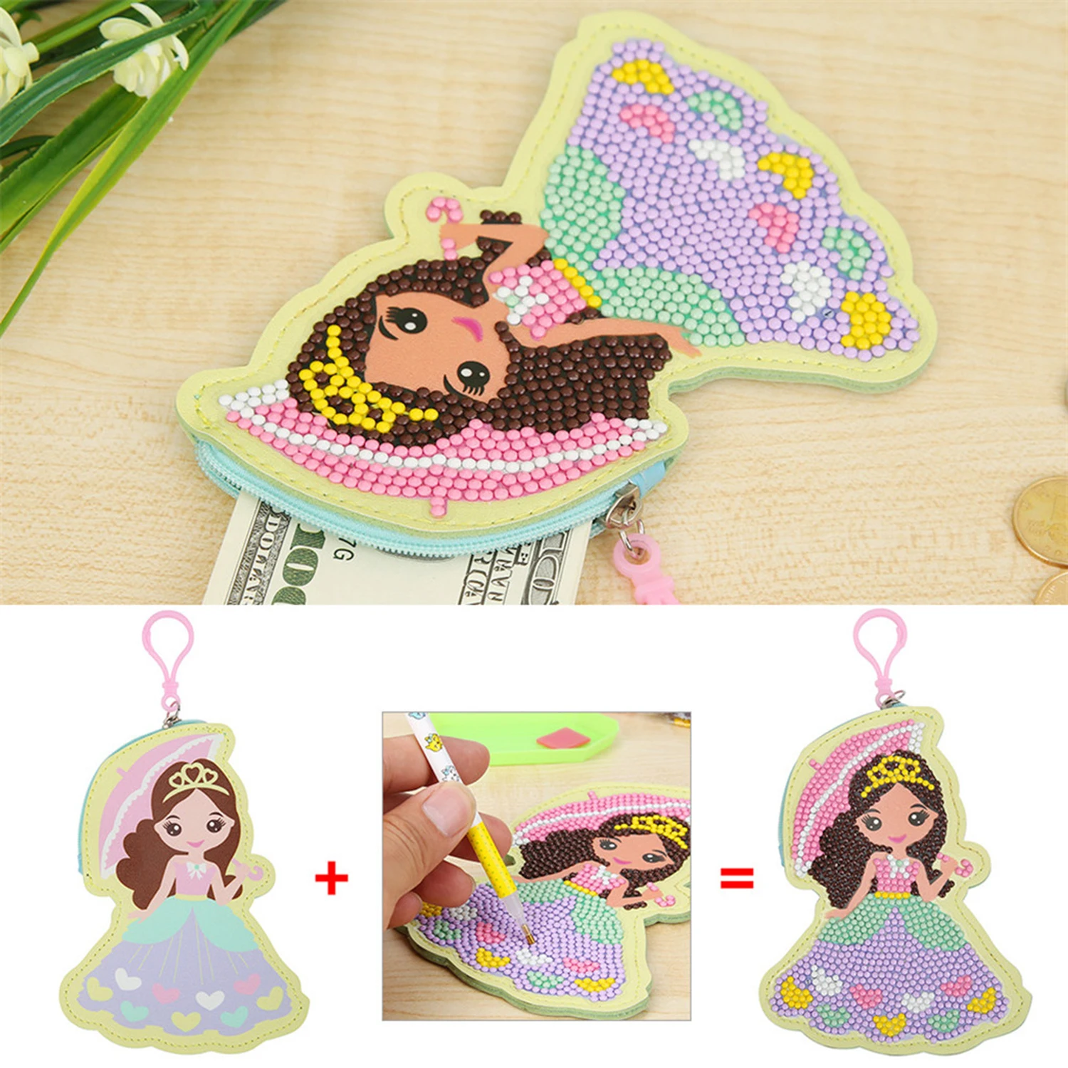 Кошелек для монет сделай сам с алмазной картиной Детский кошелек брелок