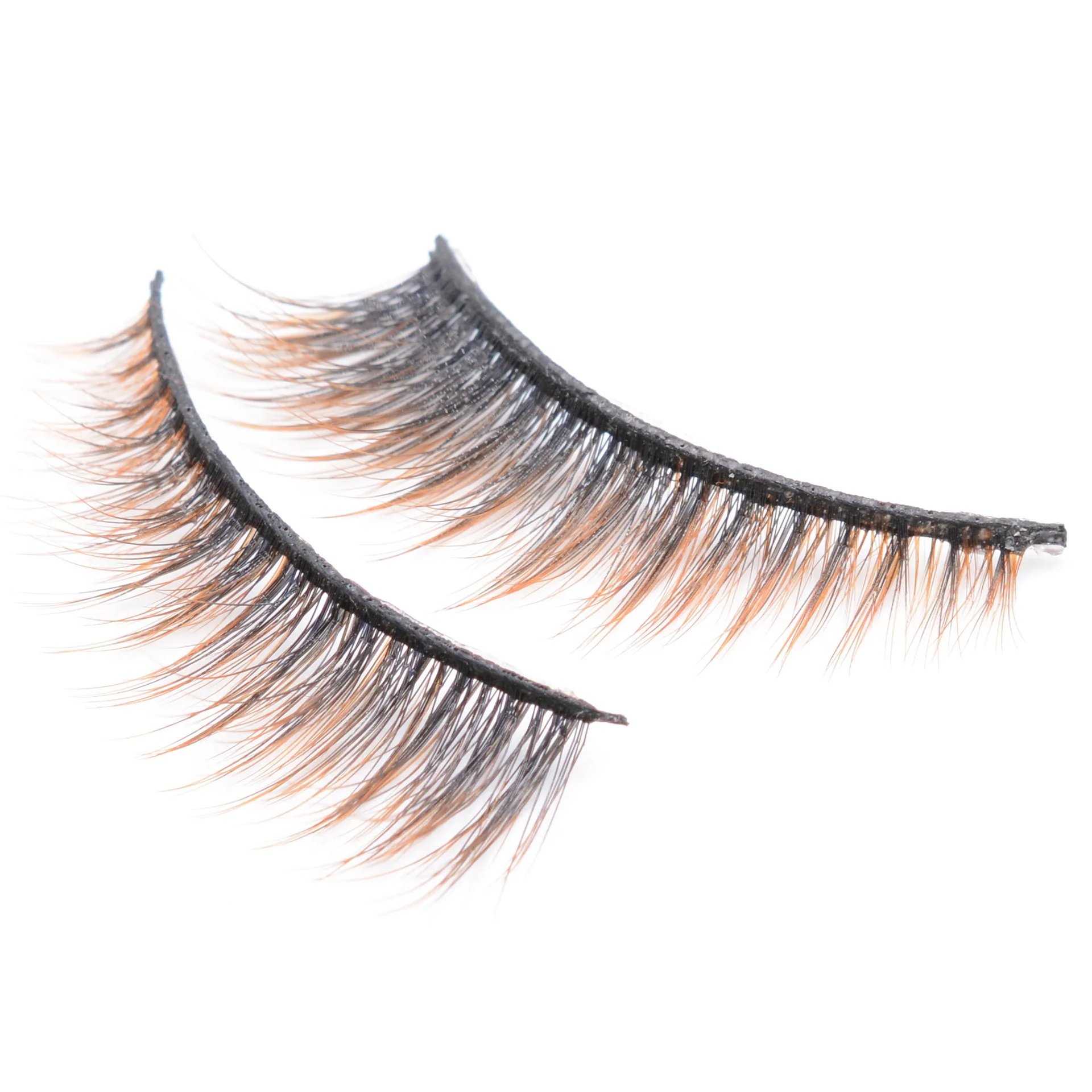 Накладные ресницы из натурального меха норки 3D коричневый градиентный цвет