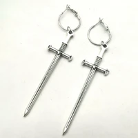 gothic antique silvers sword earrings and glass crystal classical tarot mysterious dark jewelry for women fashion gift classic