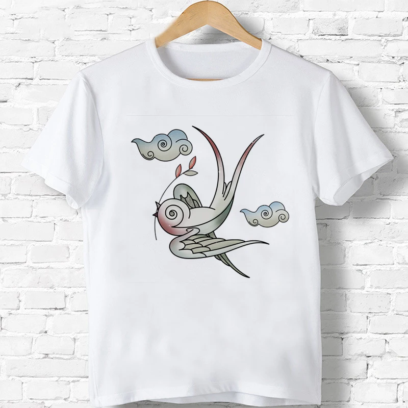

Swallow Plus Size Cotton White T-Shirts Summer Boys/Girls Cute Animal T Shirt O Neck Short Sleeve Harajuku Luffy Top