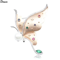 donia jewelry new high grade double color gold butterfly brooch inlaid with aaa zircon atmospheric insect anti exposure pin
