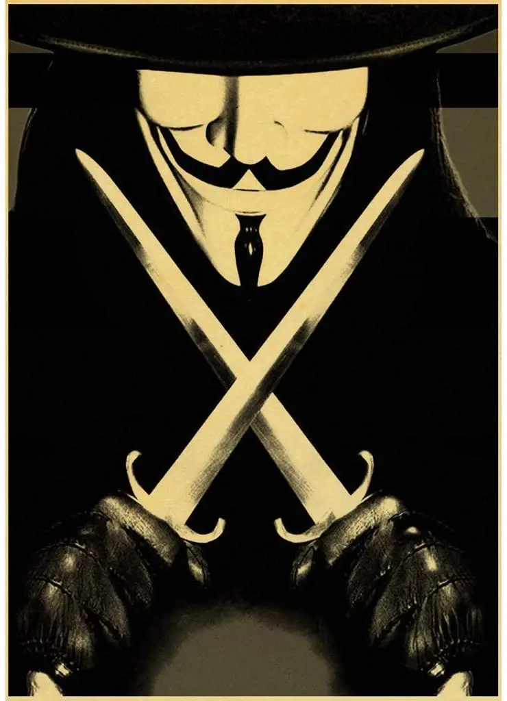 

Tin Sign Vintage Chic Art Decoration Poster V for Vendetta for Home Bar Cafe Farm Store Garage or Club 12" X 8"