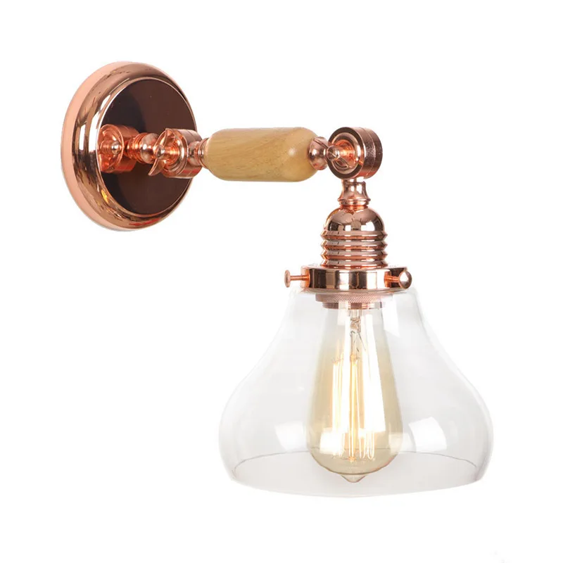 구매 벽 램프 헤드 침대 침실 조명 북유럽 캐릭터 계약 복도 LED 램프 및 로즈 골드 랜턴