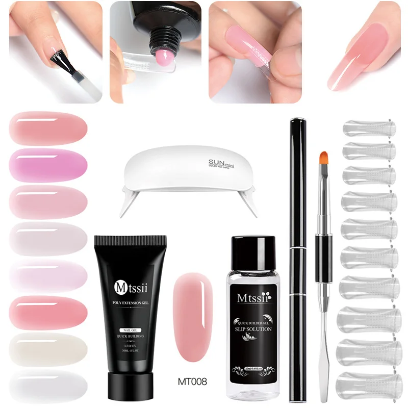 Акриловый поли Быстрый строительный расширение гель для ногтей наборы кристалл