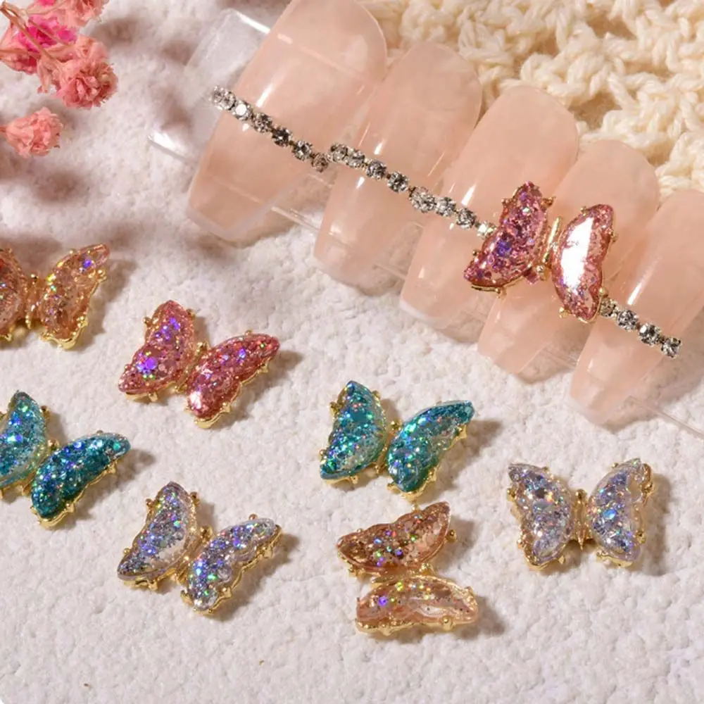 

1PC Aurora Glitter Sequins 3D Butterfly Resin Nails Rhinestones Jewelry DIY Professional Manicure Nail Art Decorations Tool