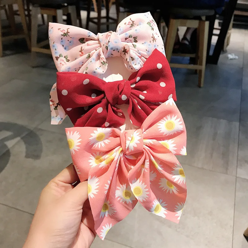 

Multiple Styles Big Bow Hairpins Fashion Beautiful Cloth Headdress Sweet Flowers Barrettes Girls Ponytail Hair Accessories
