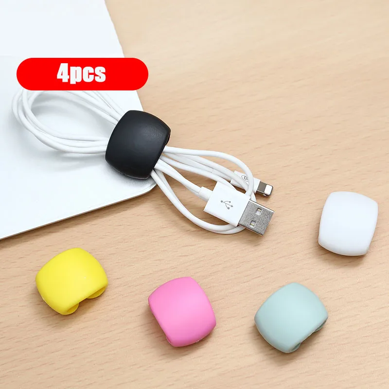 4PCS Portable Cable Clips Charger Cord Organizer Earphone Line Tidy Holder Management Winder For Office Home | Электроника