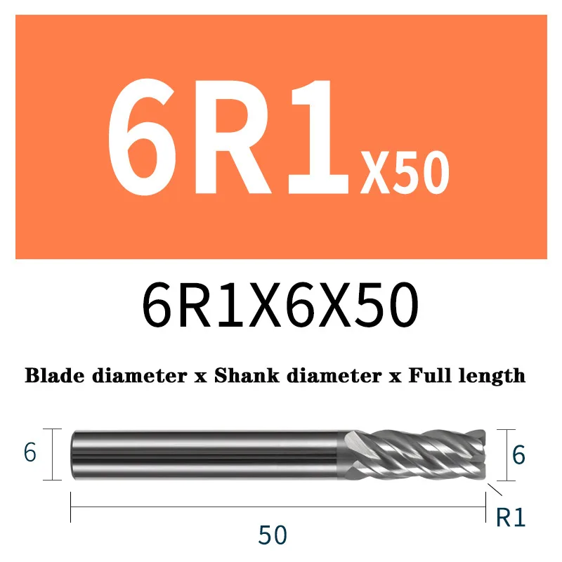 HRC 68 Corner Radius End Mill Tungsten Carbide Steel CNC Milling Cutter Tool 4 Flutes Deg R0.2 R0.5 R1 Metal Router Bit | Инструменты