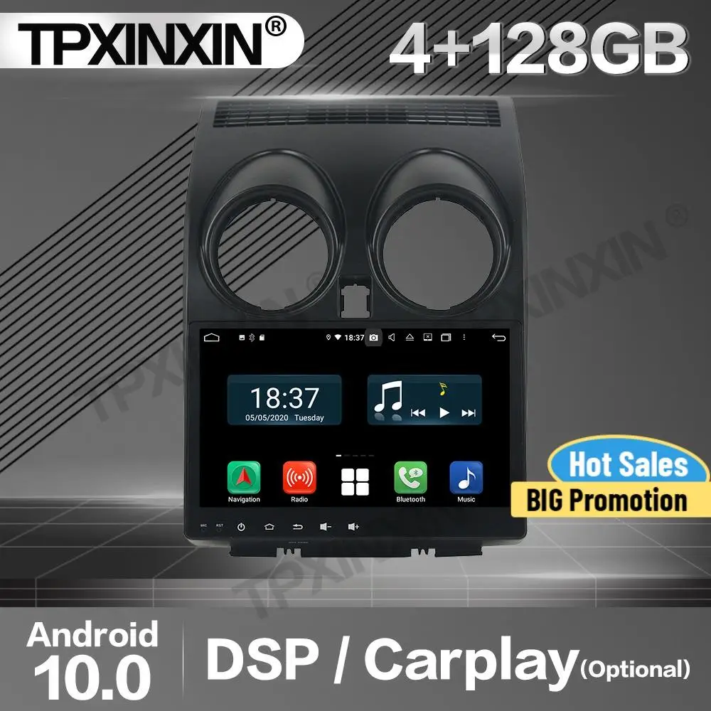 

128G Carplay Car Radio 2 Din Stereo Receiver Android For Nissan Qashqai 2008-2010 2011 2012 2013 2014 GPS Player Audio Head Unit