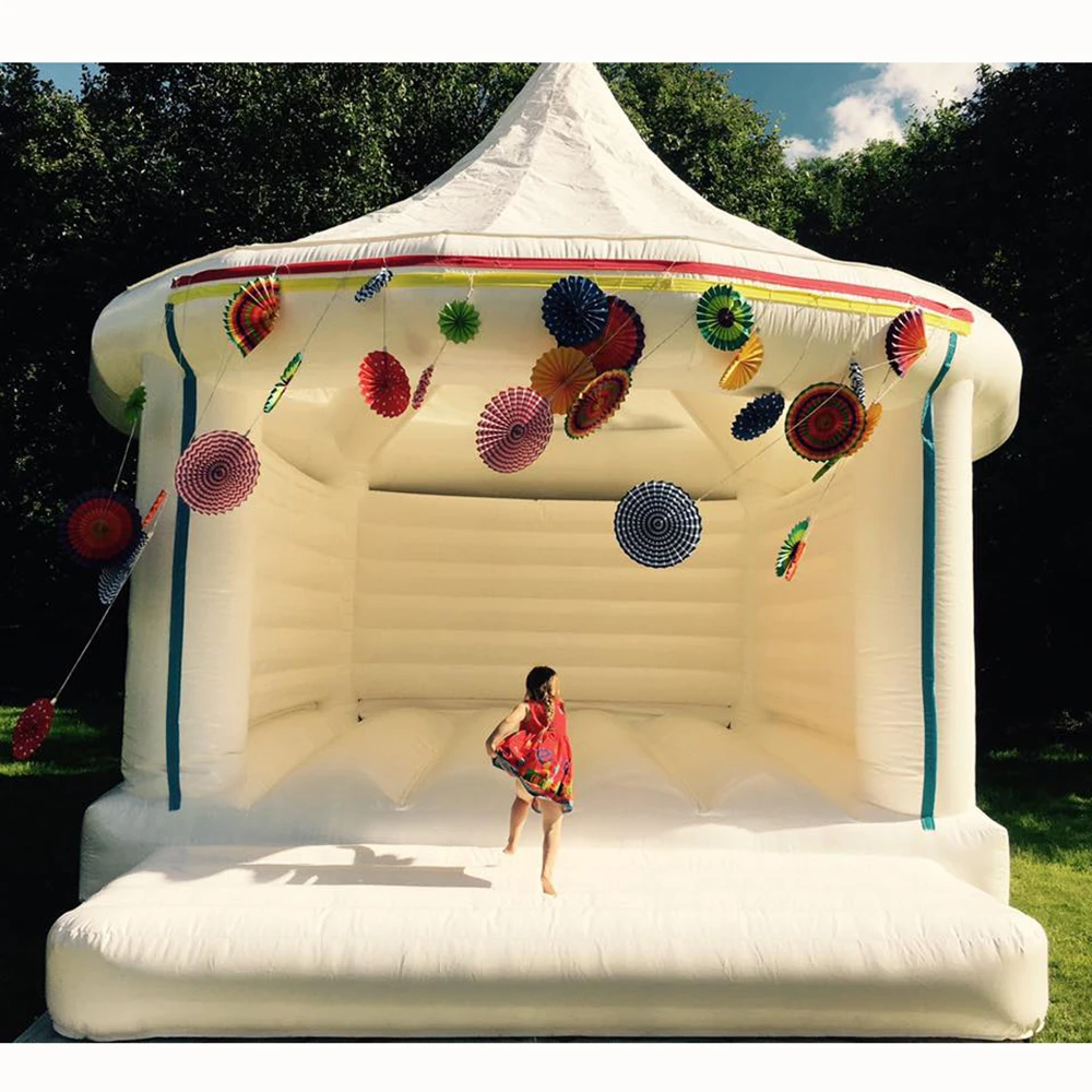 

2021 new hot sale Wedding decoration jumper white bounce castle inflatable bouncy house jumping castle bouncer with blower