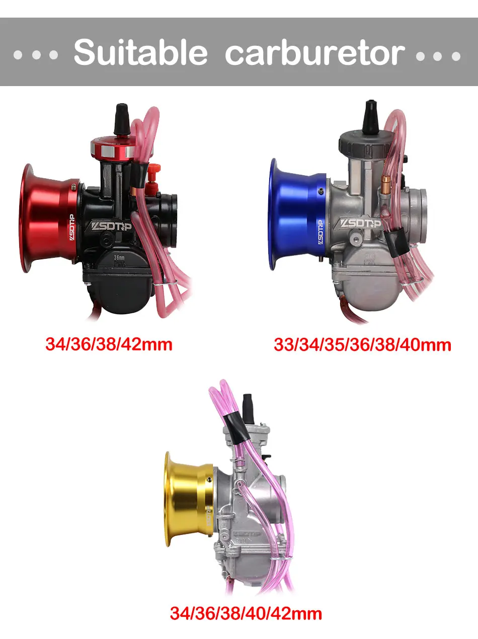 ZS Racing 63 мм KEIHI PWK34 36 38 40 42 мм Конкурентоспособная мото Модифицированная карбюратор воздушный фильтр чашка ветер чашка цветная чашка с рожком