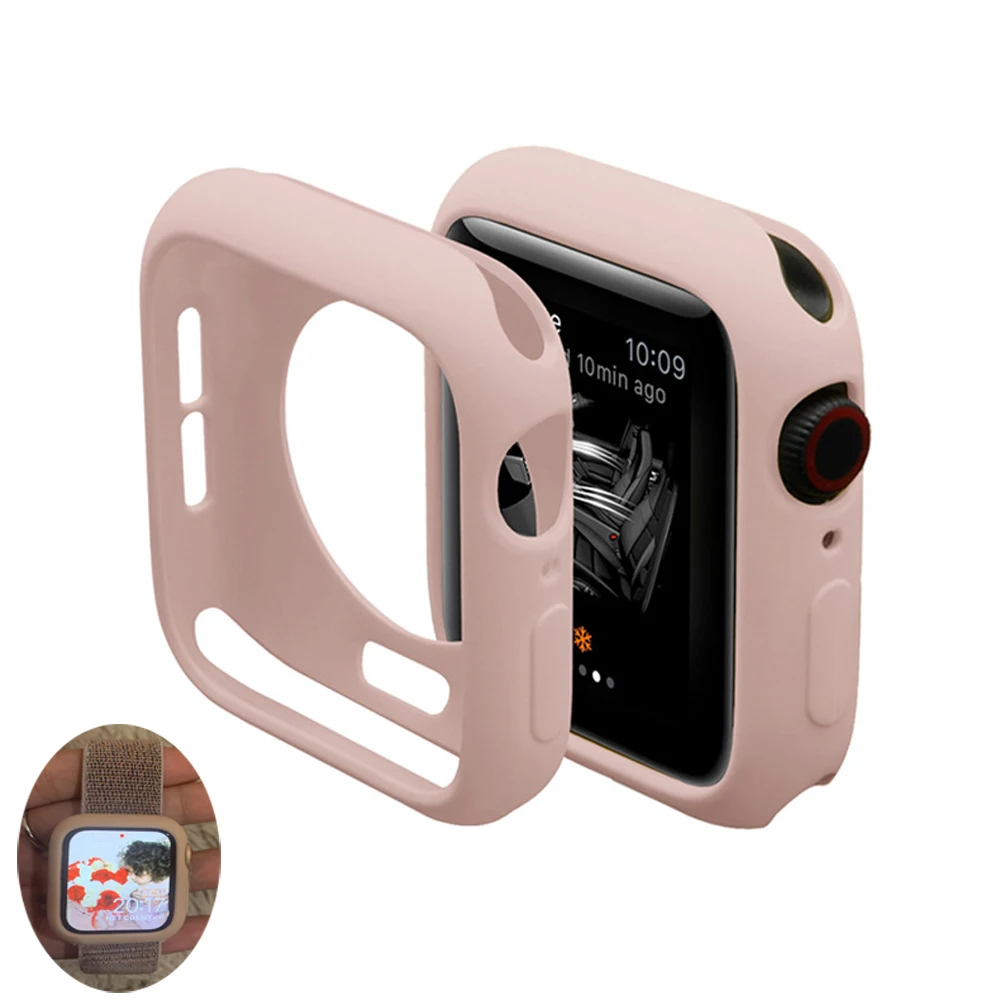 Чехол для Apple Watch series 6 SE 5 4 44 мм 40 силиконовый чехол iwatch 3 2 1 42 38 ударопрочный