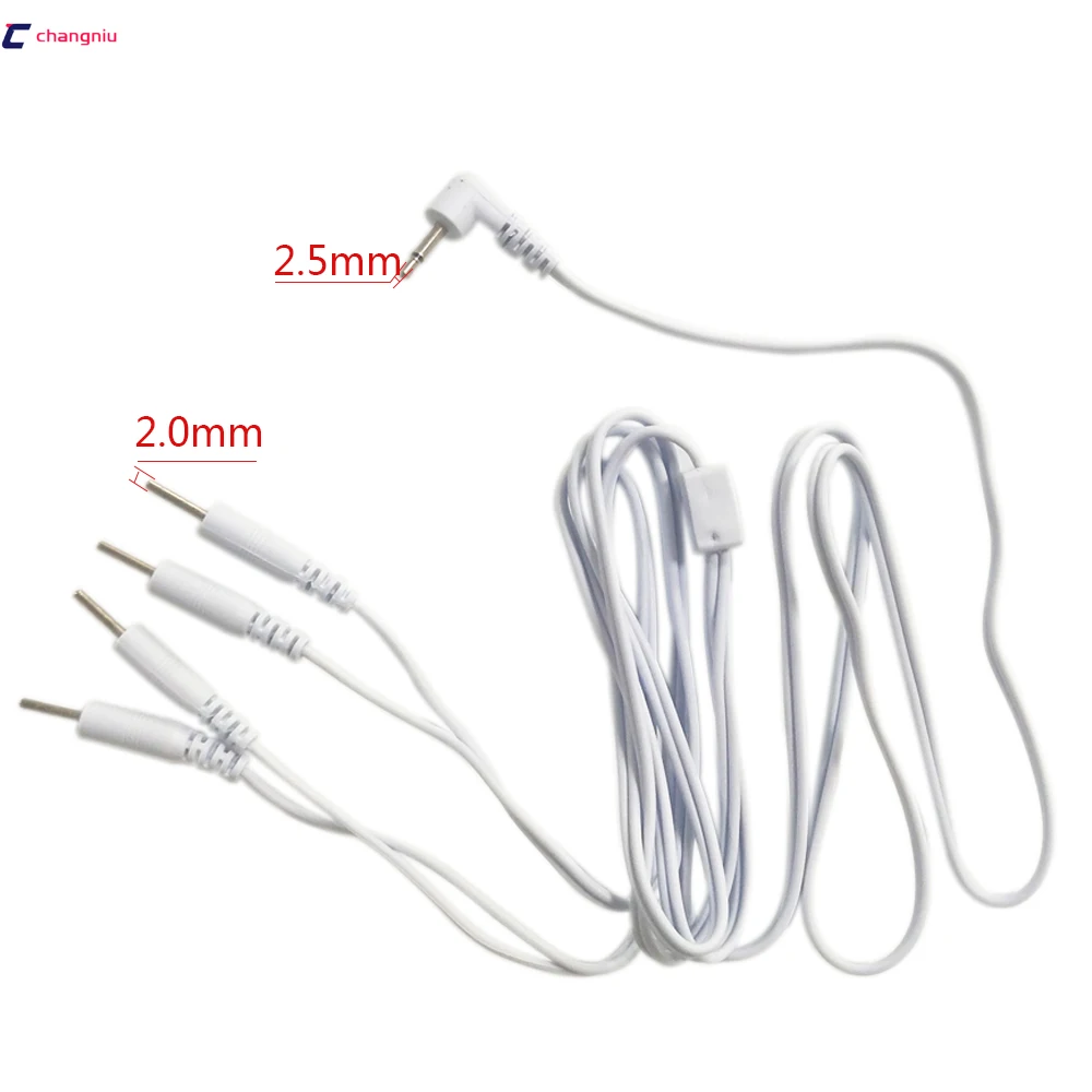 

DHL Freeshipping 1000pcs/lot DC 2.5MM 4 way electrode wires /cable for digital therapy machine ,tens machine ,slimming massager