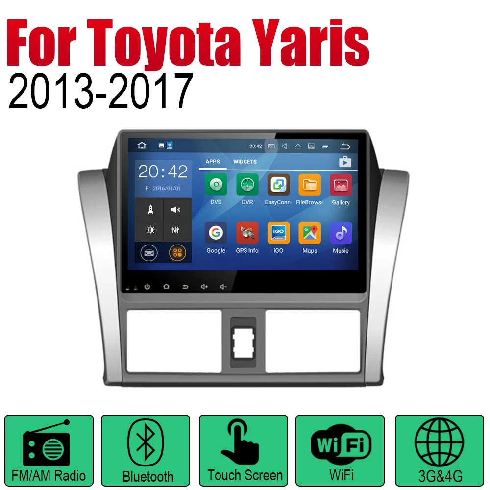 Автомагнитола для Toyota Yaris 2013 2014 2016 2017 2 Din Android Автомобильный плеер GPS-навигация