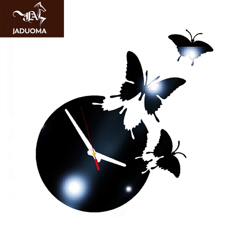 

JADUOMA 3D Wall Clock Sticker DIY Acrylic 3D Stereo Butterfly Wall Clock Modern Design Fashion Personality Wall Clock For Home