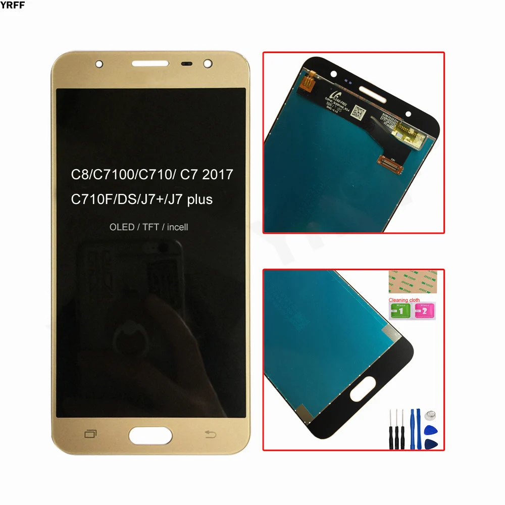 ЖК дисплей для Samsung Galaxy C8 J7 plus + C7100 C710 C7 2017 C710F/DS сенсорный экран дигитайзер в сборе