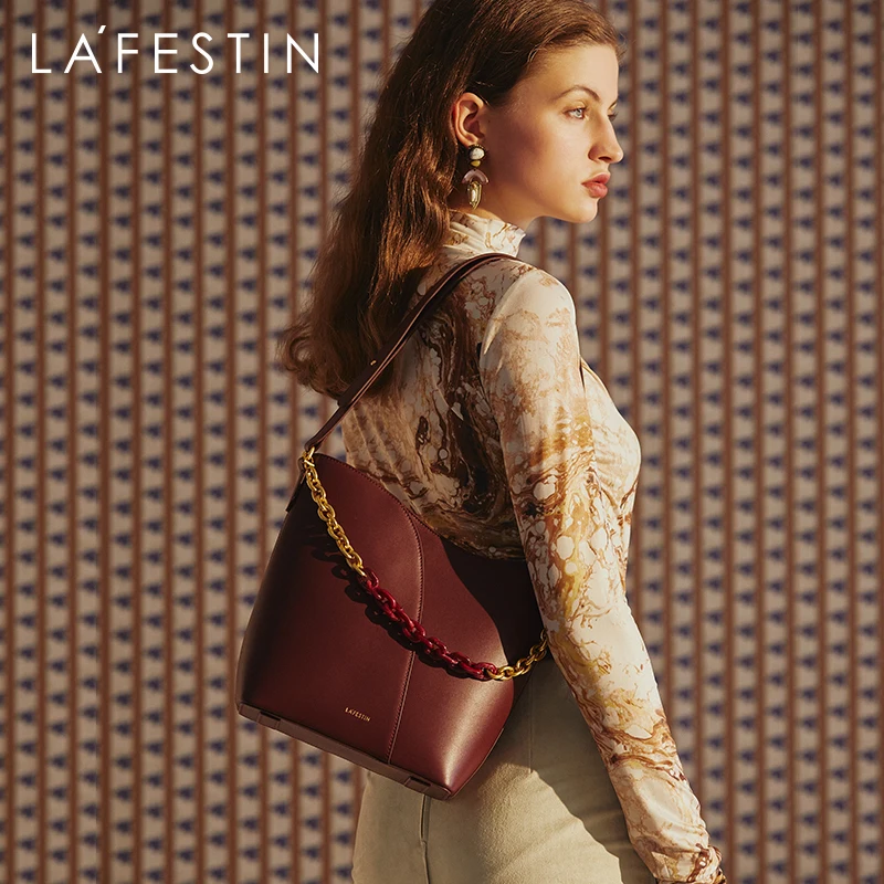 LAFESTIN Women Brand 2022 New Trendy Fashion Retro One Shoulder All-match Messenger Bag Wild Large Capacity Bucket High-quality
